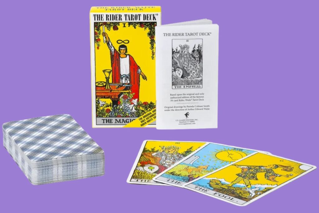 Classic Rider-Waite-Smith tarot deck displayed as the best beginner tarot deck choice