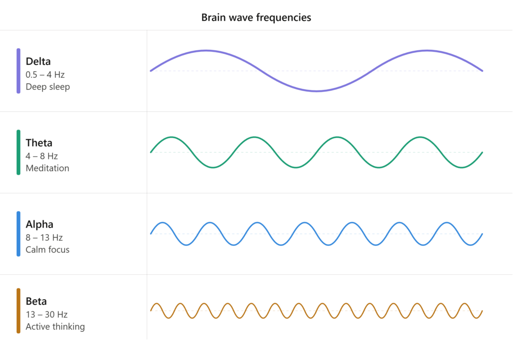 Diagram showing the four types of brain waves