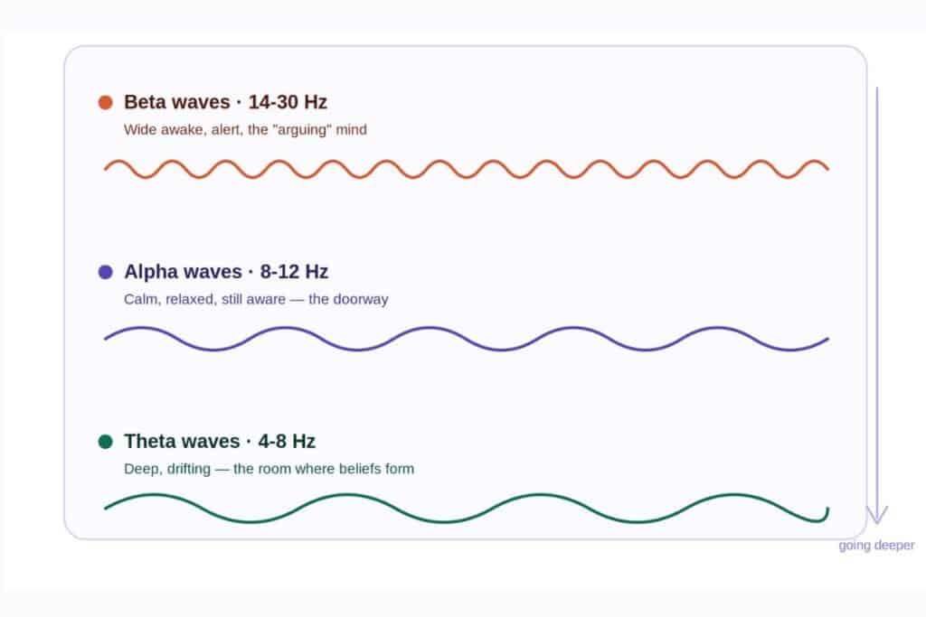 Alpha and theta brain waves diagram compared to beta